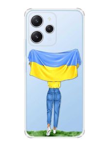 Чохол з потовщеними кутами на Xiaomi Redmi 12 :: Дівчина з прапором (принт 263)