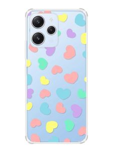 Чохол з потовщеними кутами на Xiaomi Redmi 12 :: Різнокольорові сердечка (принт 335)