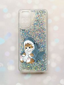 Чохол з плаваючими блискітками на Xiaomi Redmi Note 11 Срібний :: Кошеня (принт 120)