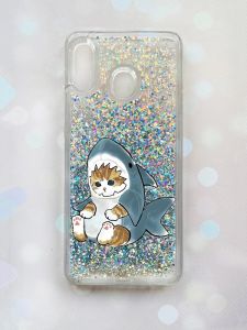 Чохол з плаваючими блискітками для Samsung Galaxy А30 (2019) А305 / A20 Срібний :: Кошеня (принт 120)