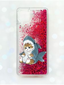 Чохол з плаваючими блискітками Samsung Galaxy A12 Рожевий :: Кошеня (принт 120)