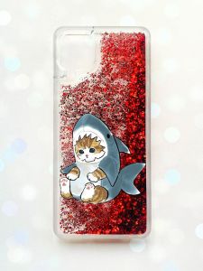 Чохол з плаваючими блискітками Samsung Galaxy A12 Червоний :: Кошеня (принт 120)