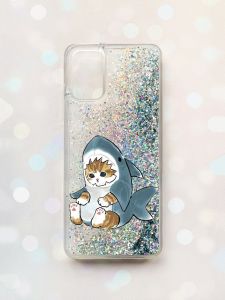 Чохол з плаваючими блискітками для Samsung Galaxy A03s (A037) Срібний :: Кошеня (принт 120)