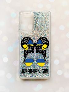 Чохол з плаваючими блискітками на Samsung Galaxy A52 (A525) Срібний :: Українська дівчина (принт 113)