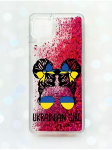 Чохол з плаваючими блискітками Samsung Galaxy A12 Рожевий :: Українська дівчина (принт 113)