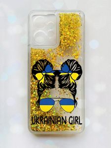 Чохол з плаваючими блискітками Xiaomi Redmi Note 12 4G Золотий :: Українська дівчина (принт 113)