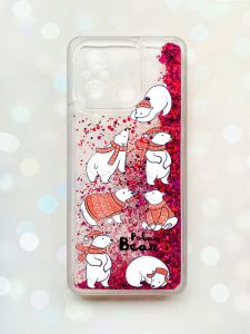 Чохол з плаваючими блискітками на Xiaomi Redmi 12C Рожевий :: Ведмедики (принт 145)