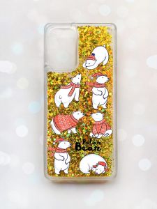 Чохол з плаваючими блискітками на Samsung Galaxy A52 (A525) Золотий :: Ведмедики (принт 145)