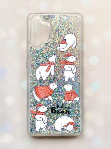 Чохол з плаваючими блискітками Samsung Galaxy A32 Срібний :: Ведмедики (принт 145)