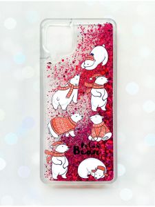 Чохол з плаваючими блискітками Samsung Galaxy A12 Рожевий :: Ведмедики (принт 145)