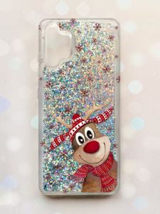 Чохол з плаваючими блискітками Samsung Galaxy A32 Срібний :: Зимове оленятко (принт 149)