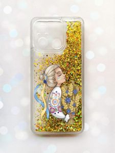 Чохол з плаваючими блискітками на Xiaomi Redmi 12C Золотий :: Українка з колосками (принт 173)