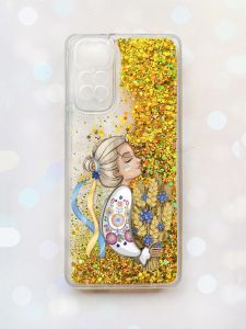 Чохол з плаваючими блискітками на Xiaomi Redmi Note 11 Золотий :: Українка з колосками (принт 173)