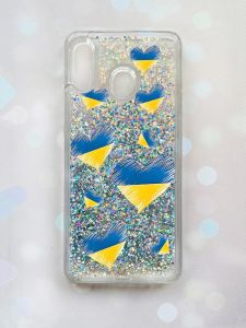 Чохол з плаваючими блискітками на Samsung Galaxy А30(2019) А305/A20 Срібний :: Сердечка. Україна (принт 258)