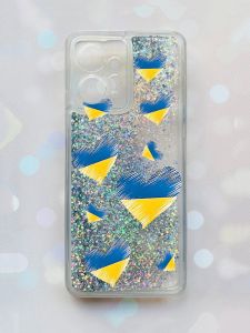 Чохол з плаваючими блискітками Xiaomi Redmi Note 12 4G Срібний :: Сердечка. Україна (принт 258)