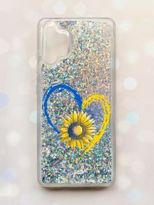 Чохол з плаваючими блискітками Samsung Galaxy A32 Срібний :: Серце з соняхом (принт 260)