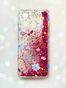 Чохол з плаваючими блискітками на Xiaomi Redmi 12C Рожевий :: Квітковий фон (принт 267)