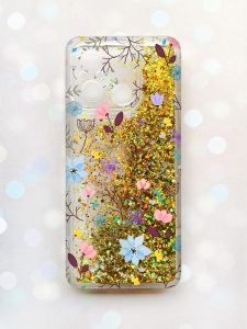 Чохол з плаваючими блискітками на Xiaomi Redmi 12C Золотий :: Квітковий фон (принт 267)