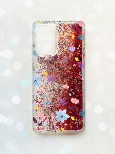 Чохол з плаваючими блискітками на Samsung Galaxy A52 (A525) Червоний :: Квітковий фон (принт 267)