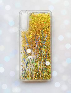 Чохол з плаваючими блискітками на Samsung Galaxy A50 (2019) A505F Золотий :: Польові квіти (принт 270)