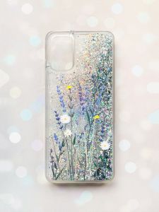 Чохол з плаваючими блискітками для Samsung Galaxy A03s (A037) Срібний :: Польові квіти (принт 270)