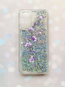 Чохол з плаваючими блискітками на Xiaomi Redmi Note 11 Срібний :: Гілочка квітів (принт 278)