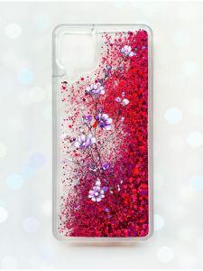 Чохол з плаваючими блискітками Samsung Galaxy A12 Рожевий :: Гілочка квітів (принт 278)
