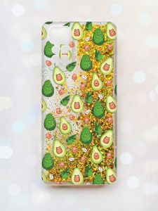 Чохол з плаваючими блискітками на Xiaomi Redmi Note 11 Золотий :: Авокадо з котиками (принт 301)
