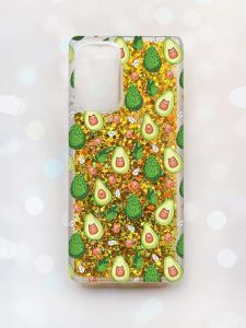 Чохол з плаваючими блискітками на Samsung Galaxy A52 (A525) Золотий :: Авокадо з котиками (принт 301)