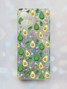 Чохол з плаваючими блискітками Xiaomi Redmi Note 12 4G Срібний :: Авокадо з котиками (принт 301)