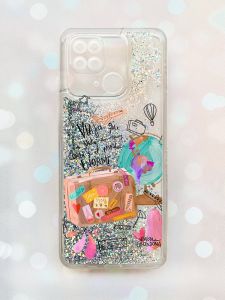 Чохол з плаваючими блискітками на Xiaomi Redmi 10С Срібний :: Настрій подорожувати (принт 329)