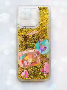 Чохол з плаваючими блискітками на Xiaomi Redmi 10С Золотий :: Настрій подорожувати (принт 329)