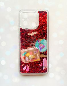Чохол з плаваючими блискітками на Xiaomi Redmi 12C Червоний :: Настрій подорожувати (принт 329)
