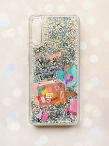 Чохол з плаваючими блискітками на Samsung Galaxy A50 (2019) A505F Срібний :: Подорожі (принт 329)