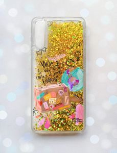Чохол з плаваючими блискітками на Samsung Galaxy A50 (2019) A505F Золотий :: Настрій подорожувати (принт 329)