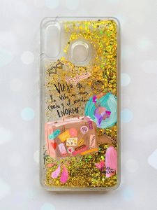 Чохол з плаваючими блискітками на Samsung Galaxy А30(2019) А305/A20 Золотий :: Настрій подорожувати (принт 329)