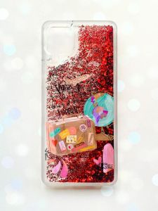 Чохол з плаваючими блискітками Samsung Galaxy A12 Червоний :: Настрій подорожувати (принт 329)