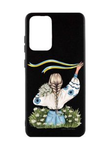 Матовий чорний чохол на Samsung Galaxy A52  :: Дівчина зі стрічкою (принт 17)