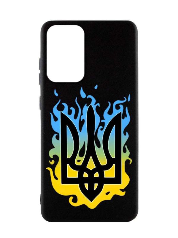 Матовий чорний чохол на Samsung Galaxy A52  :: Тризуб Полум'я (принт 257)