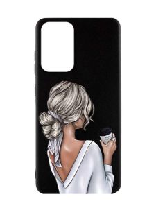 Матовий чорний чохол на Samsung Galaxy A52  :: Дівчина з латте (принт 227)