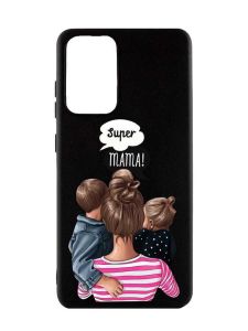 Матовий чорний чохол на Samsung Galaxy A52  :: Супер Мама (принт 29)