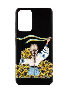 Матовий чорний чохол на Samsung Galaxy A52  :: Дівчина зі стрічкою (принт 25)