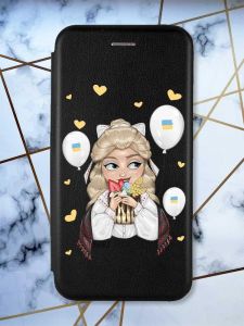 Чохол-книжка з малюнком для Apple iPhone XR Чорний :: Українка з солодощами (патріотичний принт 175)