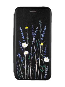 Чохол-книжка з малюнком для Xiaomi Redmi Note 9/10X Чорний :: Польові квіти (принт 270)