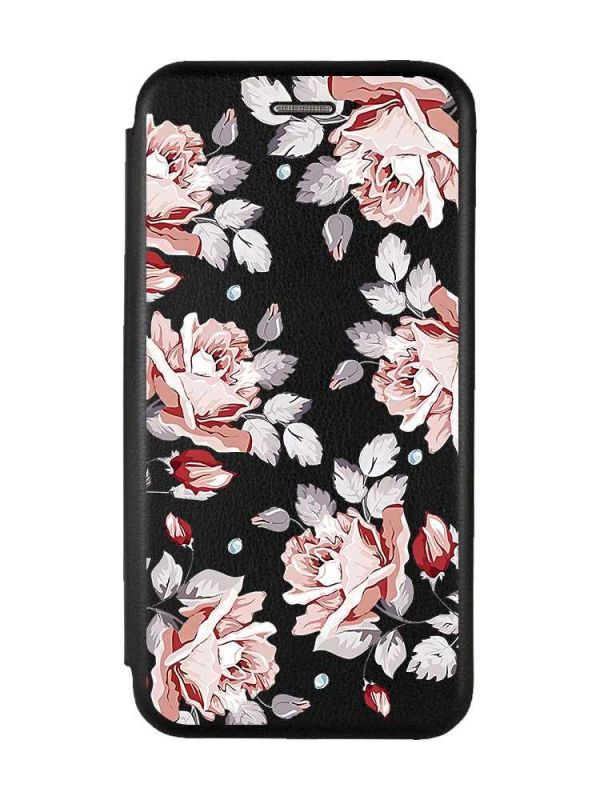 Чохол-книжка з малюнком для iPhone 11 Чорний :: Фон Троянди (принт 273)