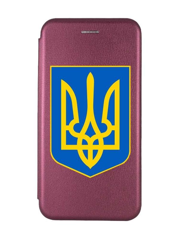 Чохол-книжка з малюнком для Xiaomi Redmi Note 9/10X Бордовий :: Тризуб Україна (принт 256)