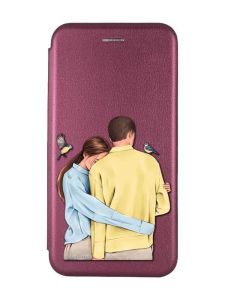 Чохол-книжка з малюнком для Xiaomi Redmi Note 10 Pro/10 Pro Max Бордовий :: Українська пара (принт 14)