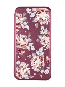 Чохол книжка з малюнком для Samsung Galaxy A12 Бордовий :: Фон Троянди (принт 273)