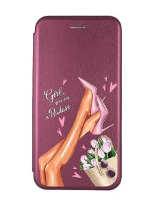 Чохол-книжка з малюнком для Apple iPhone XR Бордовий :: Ніжки (принт 62)