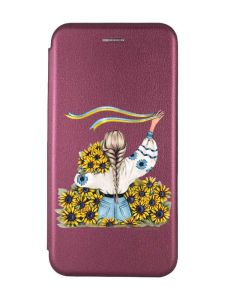 Чохол-книжка з малюнком для iPhone 7, 8 Бордовий :: Дівчина зі стрічкою (принт 25)